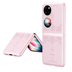 Custodia Lusso Pelle e Plastica Opaca Cover ZL4 per Huawei P50 Pocket Oro Rosa