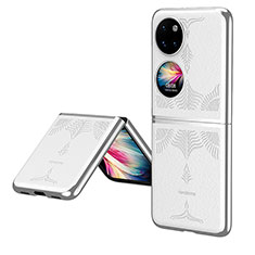 Custodia Lusso Pelle e Plastica Opaca Cover ZL4 per Huawei P60 Pocket Bianco