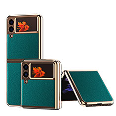Custodia Lusso Pelle e Plastica Opaca Cover ZL4 per Samsung Galaxy Z Flip3 5G Verde