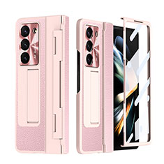 Custodia Lusso Pelle e Plastica Opaca Cover ZL4 per Samsung Galaxy Z Fold5 5G Rosa