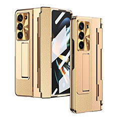 Custodia Lusso Pelle e Plastica Opaca Cover ZL5 per Samsung Galaxy Z Fold5 5G Oro