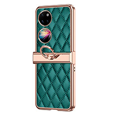 Custodia Lusso Pelle e Plastica Opaca Cover ZL6 per Huawei P50 Pocket Verde