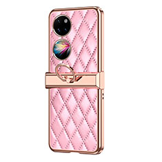 Custodia Lusso Pelle e Plastica Opaca Cover ZL6 per Huawei P60 Pocket Oro Rosa