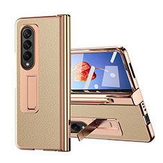 Custodia Lusso Pelle e Plastica Opaca Cover ZL6 per Samsung Galaxy Z Fold3 5G Oro