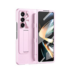 Custodia Lusso Pelle e Plastica Opaca Cover ZL6 per Samsung Galaxy Z Fold5 5G Oro Rosa