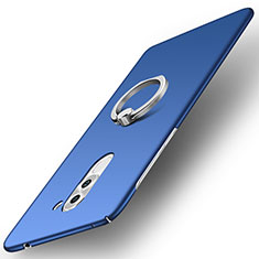 Custodia Plastica Rigida Cover Opaca con Anello Supporto A01 per Huawei Honor 6X Pro Blu