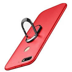 Custodia Plastica Rigida Cover Opaca con Anello Supporto A01 per Huawei Honor 7C Rosso