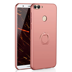 Custodia Plastica Rigida Cover Opaca con Anello Supporto A01 per Huawei P Smart Oro Rosa