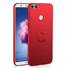 Custodia Plastica Rigida Cover Opaca con Anello Supporto A01 per Huawei P Smart Rosso