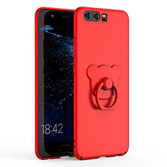 Custodia Plastica Rigida Cover Opaca con Anello Supporto A01 per Huawei P10 Rosso