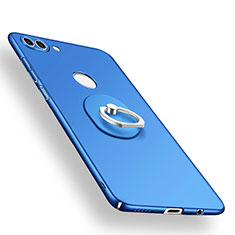 Custodia Plastica Rigida Cover Opaca con Anello Supporto A01 per Huawei Y9 (2018) Blu