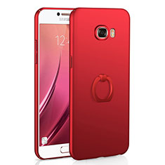 Custodia Plastica Rigida Cover Opaca con Anello Supporto A01 per Samsung Galaxy C7 SM-C7000 Rosso