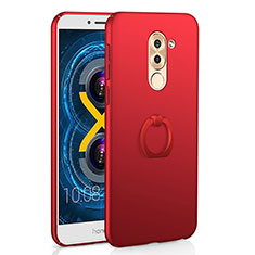 Custodia Plastica Rigida Cover Opaca con Anello Supporto A02 per Huawei Honor 6X Rosso