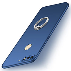 Custodia Plastica Rigida Cover Opaca con Anello Supporto A02 per Huawei Honor 7C Blu