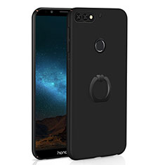 Custodia Plastica Rigida Cover Opaca con Anello Supporto A03 per Huawei Y7 (2018) Nero