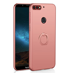 Custodia Plastica Rigida Cover Opaca con Anello Supporto A03 per Huawei Y7 (2018) Oro Rosa