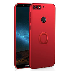 Custodia Plastica Rigida Cover Opaca con Anello Supporto A03 per Huawei Y7 (2018) Rosso