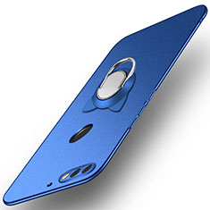 Custodia Plastica Rigida Cover Opaca con Anello Supporto A04 per Huawei Honor 7C Blu