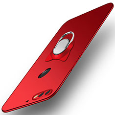 Custodia Plastica Rigida Cover Opaca con Anello Supporto A04 per Huawei Honor 7C Rosso