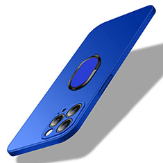 Custodia Plastica Rigida Cover Opaca con Magnetico Anello Supporto A01 per Apple iPhone 13 Pro Blu