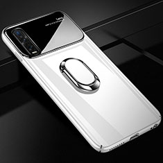 Custodia Plastica Rigida Cover Opaca con Magnetico Anello Supporto A01 per Oppo Find X2 Pro Bianco