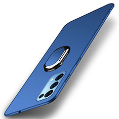 Custodia Plastica Rigida Cover Opaca con Magnetico Anello Supporto A01 per Oppo Find X3 Lite 5G Blu