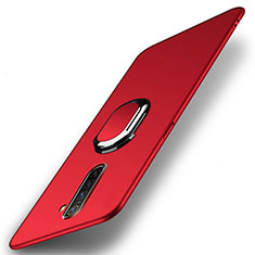 Custodia Plastica Rigida Cover Opaca con Magnetico Anello Supporto A01 per Realme X2 Pro Rosso