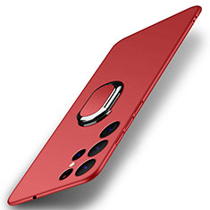 Custodia Plastica Rigida Cover Opaca con Magnetico Anello Supporto A01 per Samsung Galaxy S22 Ultra 5G Rosso