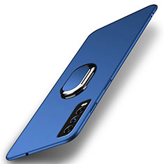Custodia Plastica Rigida Cover Opaca con Magnetico Anello Supporto A01 per Vivo Y12s Blu