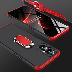 Custodia Plastica Rigida Cover Opaca con Magnetico Anello Supporto GK1 per Oppo F21s Pro 5G Rosso e Nero