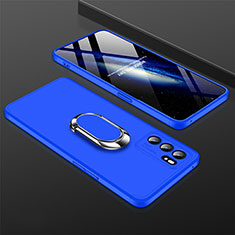 Custodia Plastica Rigida Cover Opaca con Magnetico Anello Supporto GK1 per Oppo Reno6 5G Blu