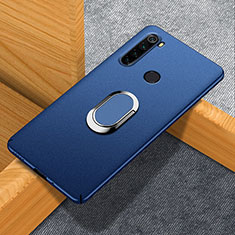 Custodia Plastica Rigida Cover Opaca con Magnetico Anello Supporto K01 per Xiaomi Redmi Note 8 (2021) Blu