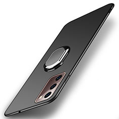 Custodia Plastica Rigida Cover Opaca con Magnetico Anello Supporto P01 per Samsung Galaxy Note 20 5G Nero