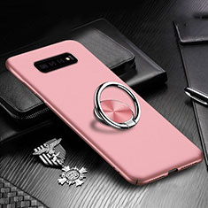 Custodia Plastica Rigida Cover Opaca con Magnetico Anello Supporto P01 per Samsung Galaxy S10 5G Oro Rosa