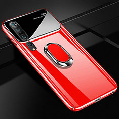 Custodia Plastica Rigida Cover Opaca con Magnetico Anello Supporto P01 per Xiaomi Mi 10 Pro Rosso