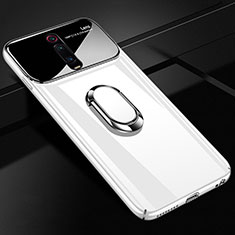 Custodia Plastica Rigida Cover Opaca con Magnetico Anello Supporto P01 per Xiaomi Mi 9T Pro Bianco