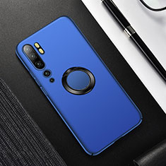 Custodia Plastica Rigida Cover Opaca con Magnetico Anello Supporto P01 per Xiaomi Mi Note 10 Blu