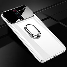 Custodia Plastica Rigida Cover Opaca con Magnetico Anello Supporto P01 per Xiaomi Redmi K20 Bianco