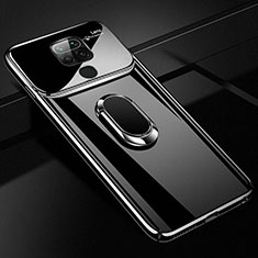 Custodia Plastica Rigida Cover Opaca con Magnetico Anello Supporto P01 per Xiaomi Redmi Note 9 Nero