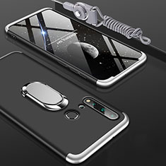 Custodia Plastica Rigida Cover Opaca con Magnetico Anello Supporto P02 per Huawei Nova 5i Argento e Nero