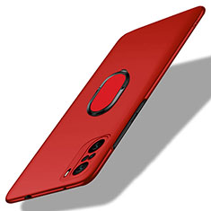 Custodia Plastica Rigida Cover Opaca con Magnetico Anello Supporto per Xiaomi Poco F3 5G Rosso