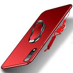 Custodia Plastica Rigida Cover Opaca con Magnetico Anello Supporto S01 per Vivo Y7s Rosso