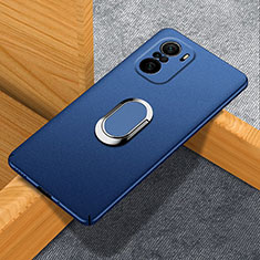 Custodia Plastica Rigida Cover Opaca con Magnetico Anello Supporto S01 per Xiaomi Mi 11i 5G Blu