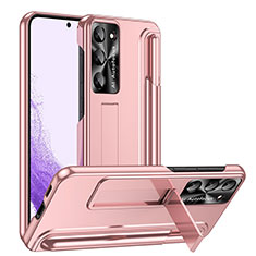 Custodia Plastica Rigida Cover Opaca con Supporto ZL1 per Samsung Galaxy S23 Plus 5G Oro Rosa