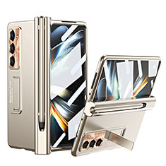 Custodia Plastica Rigida Cover Opaca con Supporto ZL5 per Samsung Galaxy Z Fold5 5G Oro