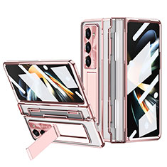 Custodia Plastica Rigida Cover Opaca con Supporto ZL6 per Samsung Galaxy Z Fold5 5G Oro Rosa