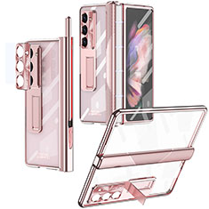 Custodia Plastica Rigida Cover Opaca con Supporto ZL8 per Samsung Galaxy Z Fold5 5G Oro Rosa