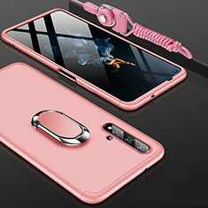 Custodia Plastica Rigida Cover Opaca Fronte e Retro 360 Gradi con Anello Supporto per Huawei Honor 20S Oro Rosa