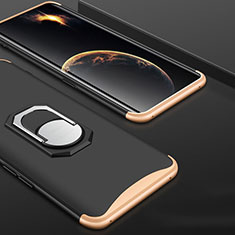 Custodia Plastica Rigida Cover Opaca Fronte e Retro 360 Gradi con Anello Supporto per Oppo Find X Oro e Nero