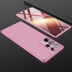 Custodia Plastica Rigida Cover Opaca Fronte e Retro 360 Gradi M02 per Samsung Galaxy S22 Ultra 5G Oro Rosa